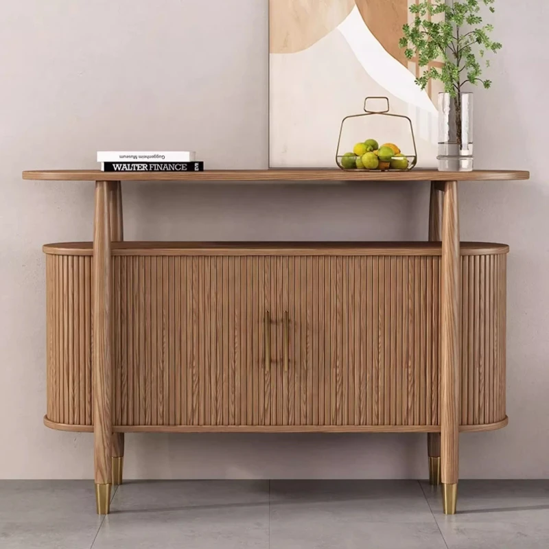 Solid wood dining side cabinet, ash wood locker, modern simple shelf side cabinet, household tea cabinet, Japanese-style porch c