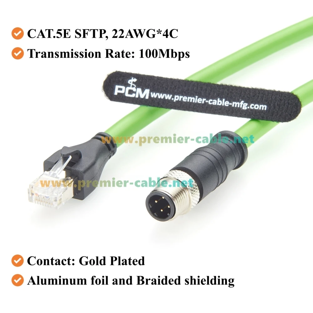 PROFINET M12 D-Coded 4-Pin Stecker auf RJ45 Stecker Industrielles Ethernet-Kabel CAT5e geschirmt IP67 hochflexibel für EtherCAT, PLC, Roboter – Detail 3