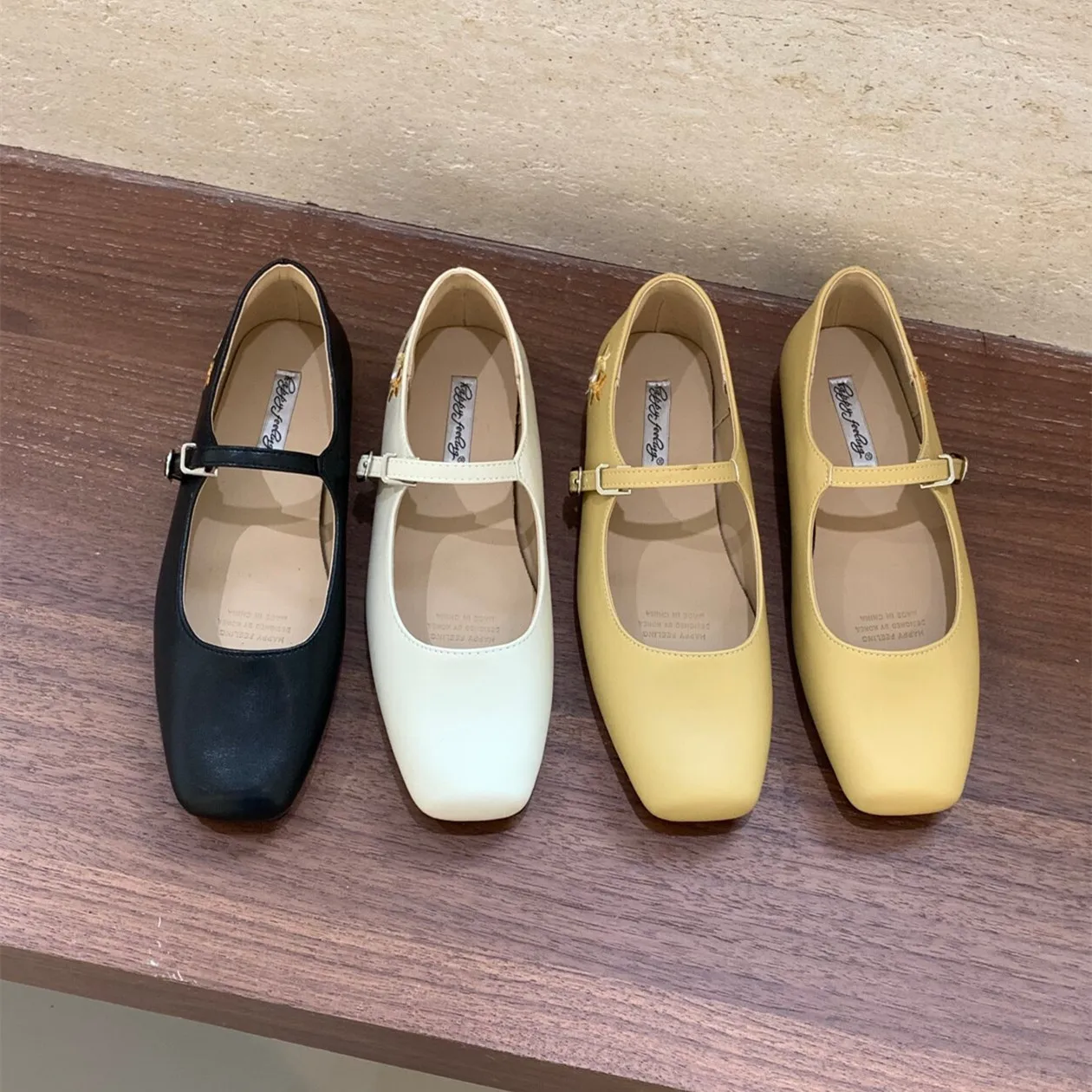 

Bailammos Brand Round Toe Ballet Flats Fashion Low Heel Mary Jane Shoes Casaul Silver Shallow Buckle Soft Sole Shoes Mujer