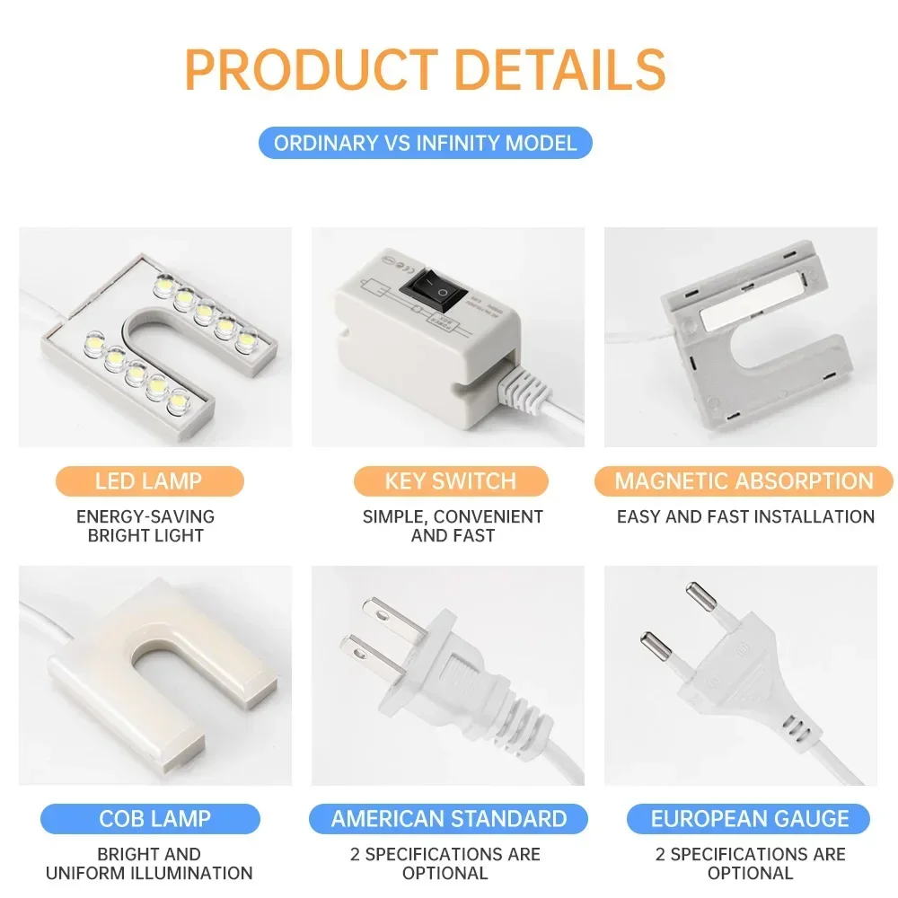 Sewing Machine Light U Shape Industrial Lighting Lamp Magnetic Working Light For Drill Presses Workbenches EU/US Plug