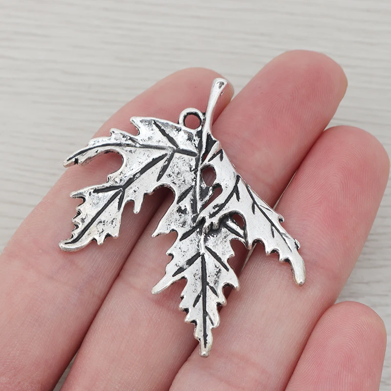 10 x Tibetan Silver Color Maple Leaf Charms Pendants for DIY Necklace Jewellery Making Findings Accessories 51x42mm