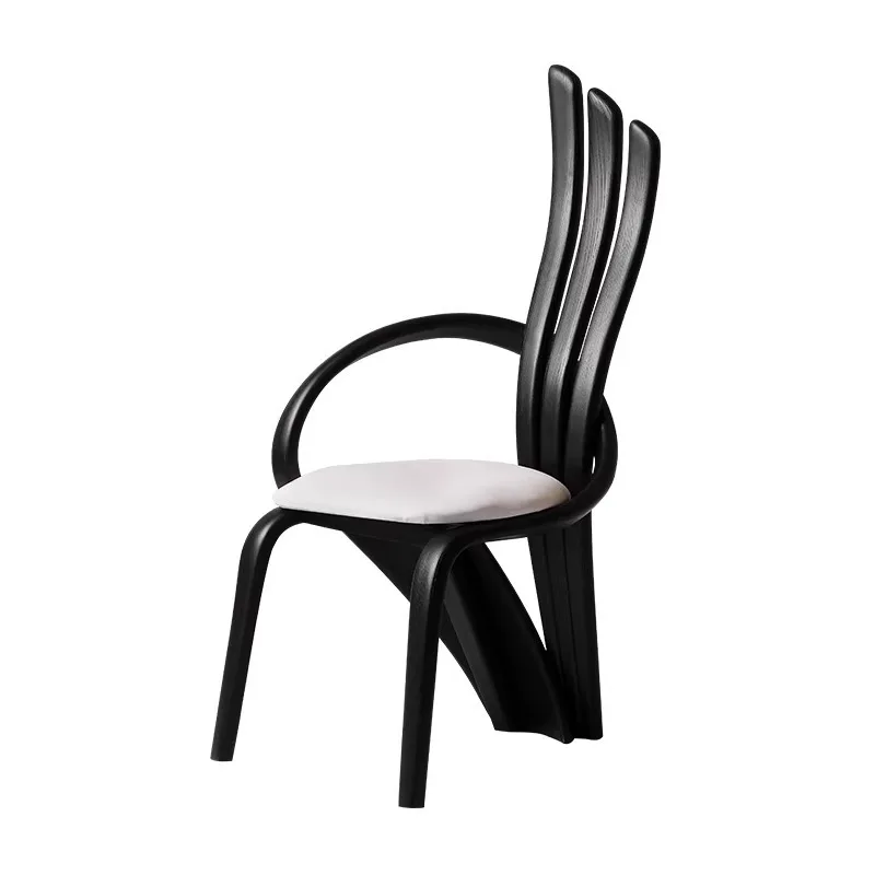 

Italian light luxury restaurant casual dining chair wabi style home high-end solid wood back