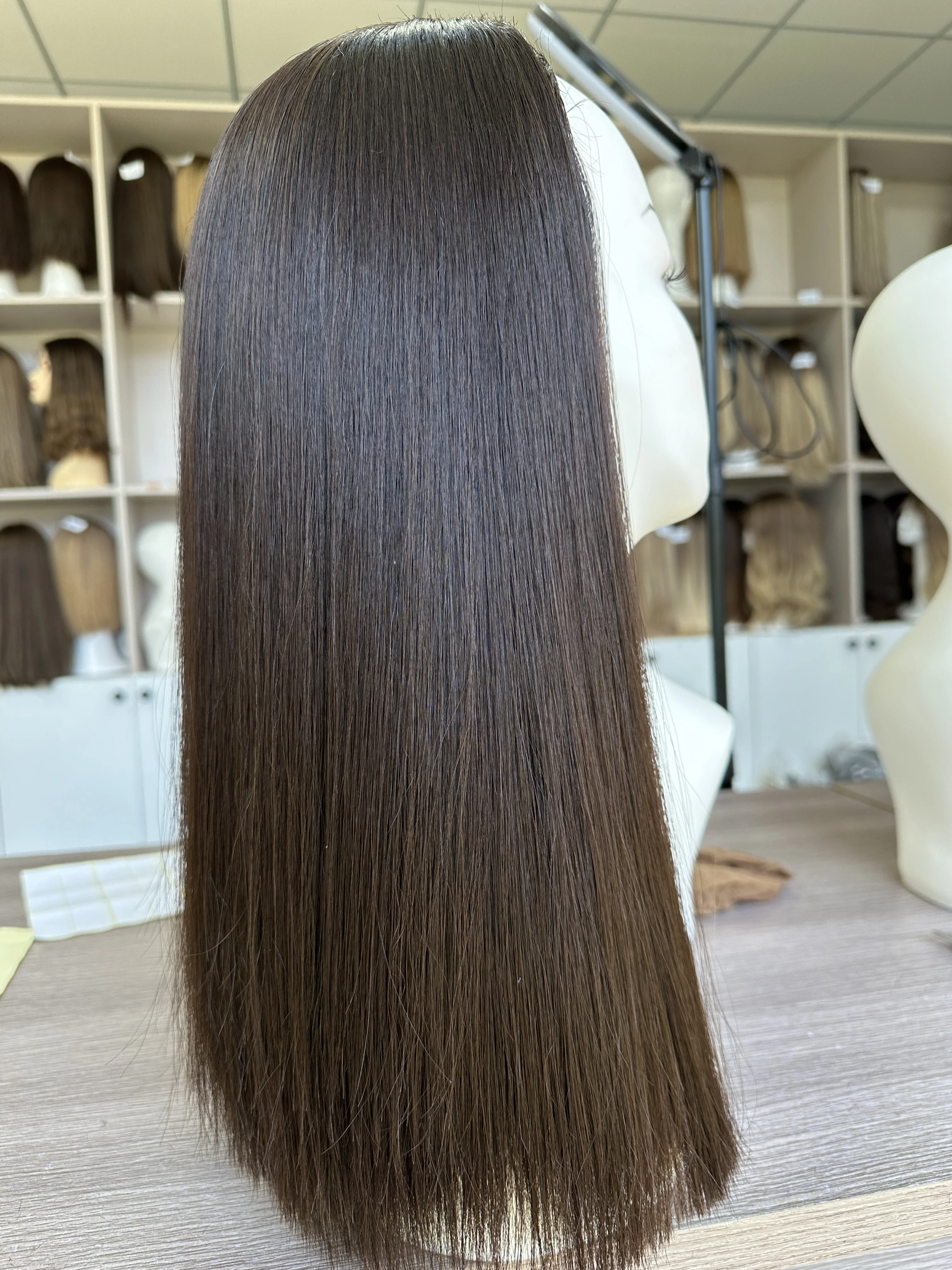 Bandfall No Layer Kosher Wigs European hair Brown Color Tsingtaowigs Human Hair Jewish Wig Lace Top For Women Free Shipping