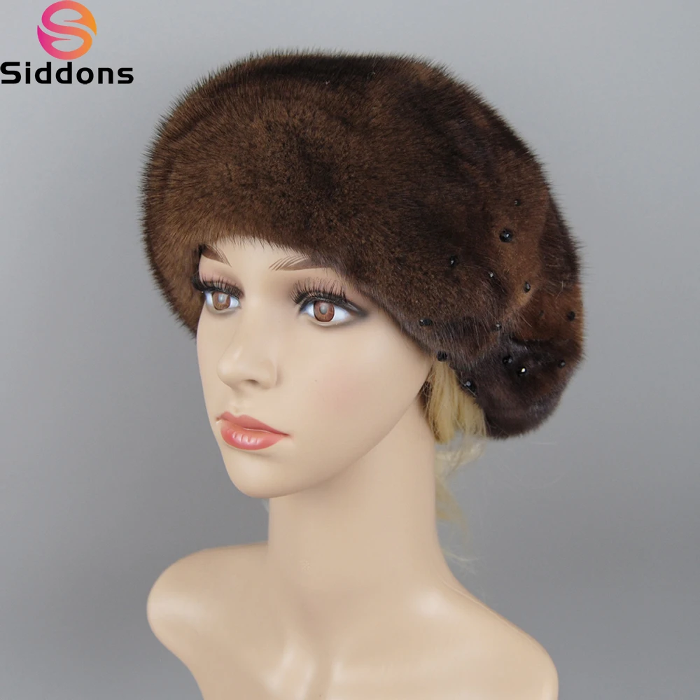 

Real Natural Mink Fur Cap Autumn And Winter Women's Fur Cap New Fashion Real Fur Beret Russian Quality Mink Fur Hat