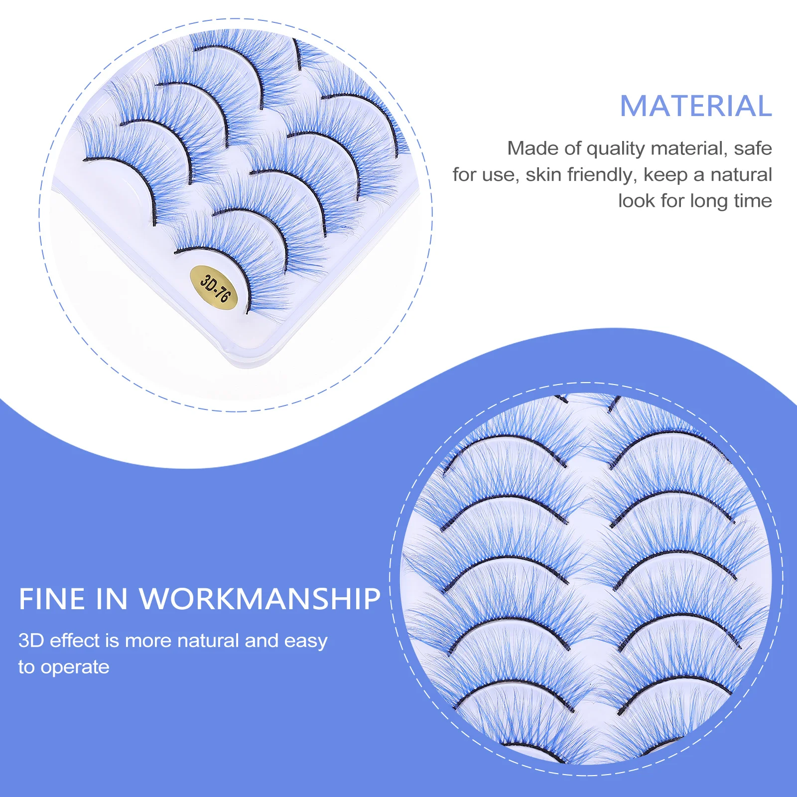 

10 Pairs Fake Eyelashes Cosplay Accessories Colored False Halloween Natural Look for Girls