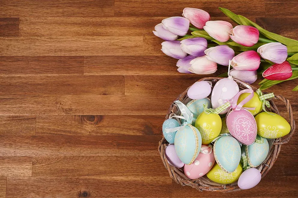 Joyeuses Pâques Oeufs Colorés Planches En Bois, Arrière-Plans, Fleurs Photographiques, Décor De ixPréChristophe, Bannière, Accessoires De Studio Photo