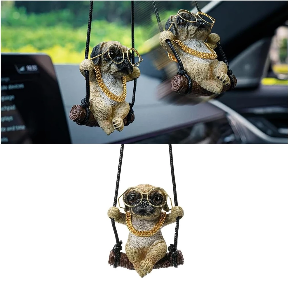 

Cool Swinging Dog Car Hanging Ornament Pendant French Bulldog Car Mirror Hanging Accessories Cute Pug Dog Car Rear View Mirror