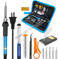 60W Electric Soldering Iron Kit 220V Adjustable Temperature Electronics Welding Irons Solder Tools Ceramic Heater With 5 Welding