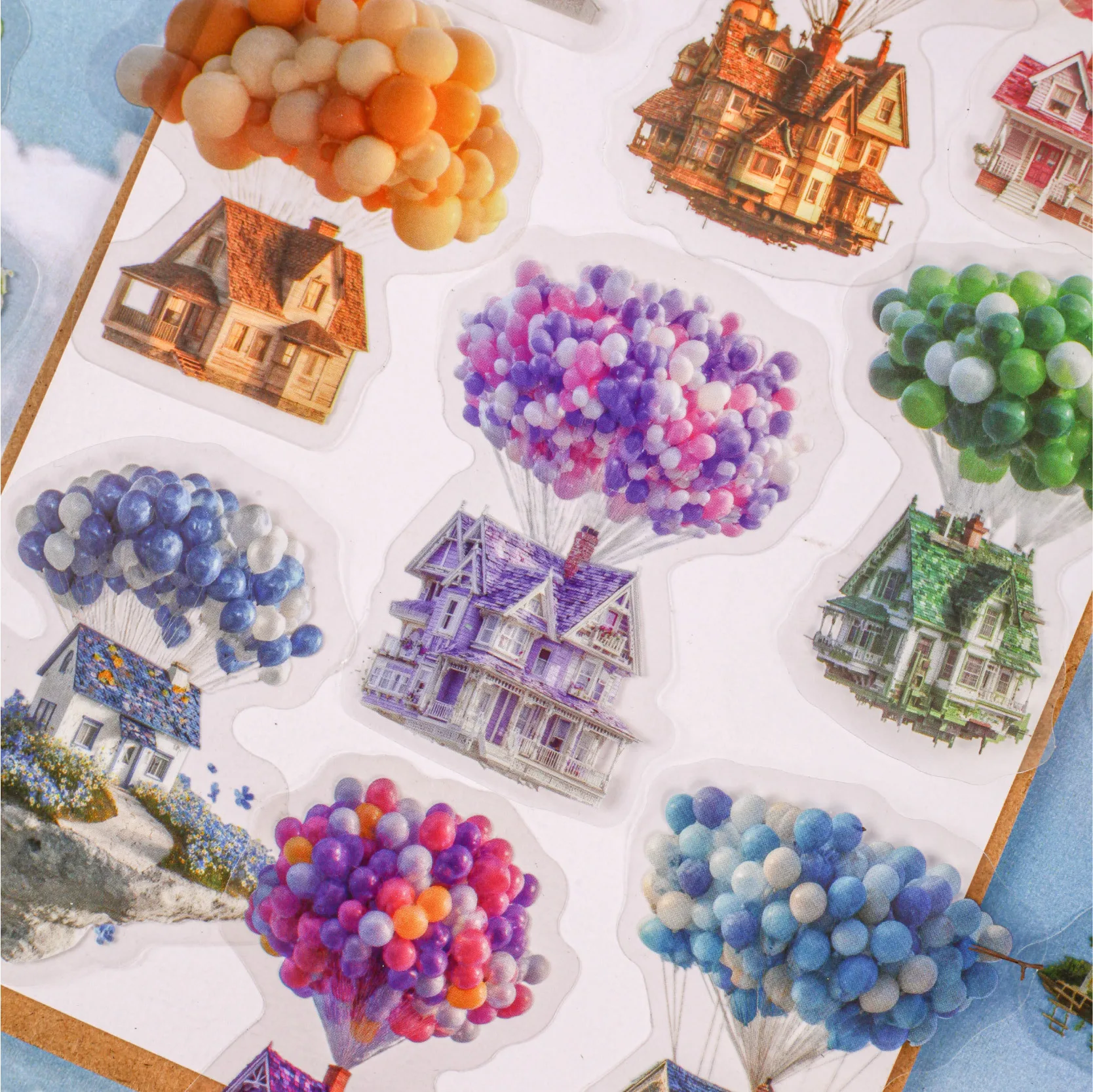16pcs/lot Kawaii Stationery Stickers Flying house Junk Journal Paper sticker Planner Decorative