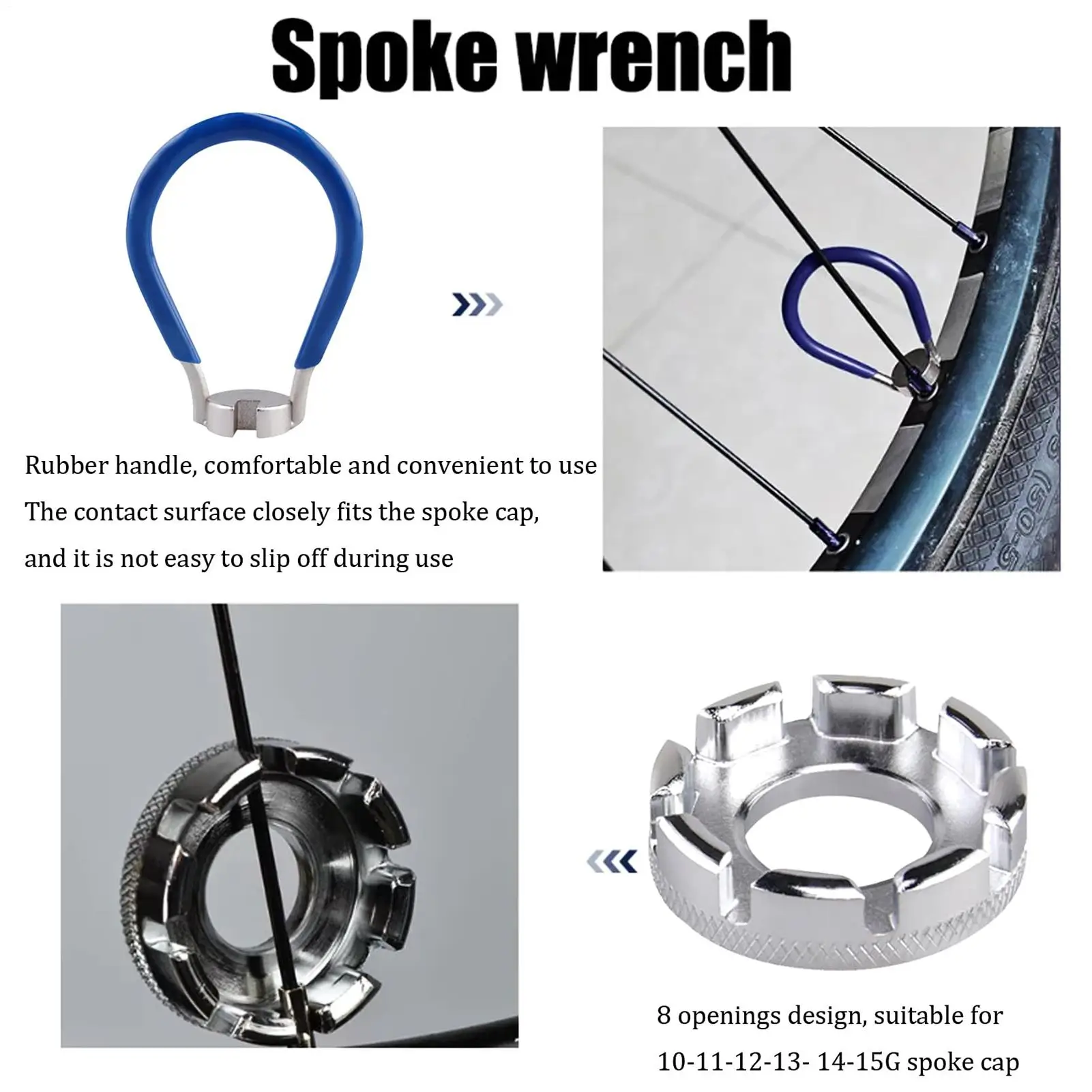 Bicycle Spoke Wrench Anti-slip Ergonomic Precise Steel Cycling Rim Tension Adjustment Tool For Road Garage Trail Home Track Race
