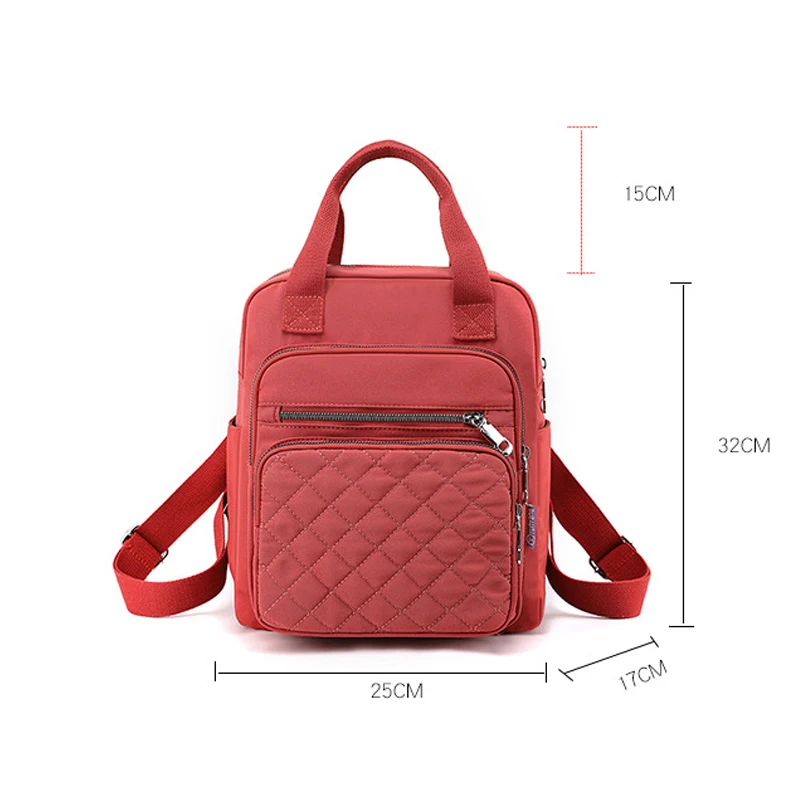 Fashion Women Backpack Large Capacity Plaid Handbags Multifunction Student School Bag Waterproof Anti-theft Outdoor Travel Back