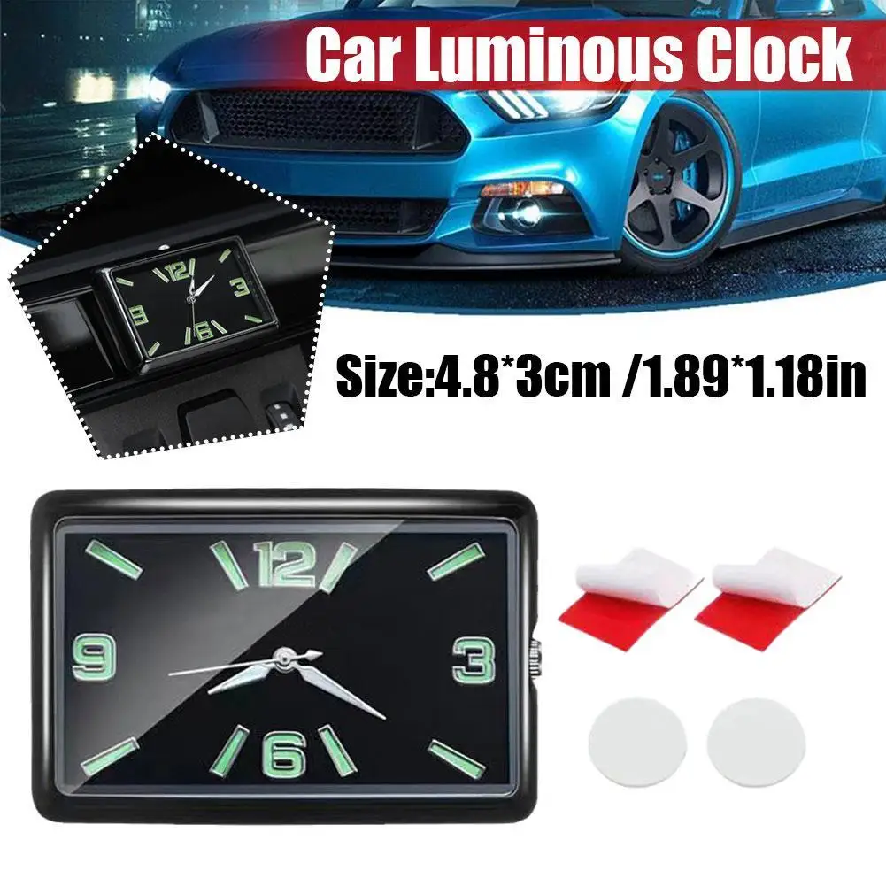 1Set Car Air Vent  Self Adhesive Quartz Clock Office Car Dashboard Workbench Storage Cabinet Noctilucent Electronics Clock