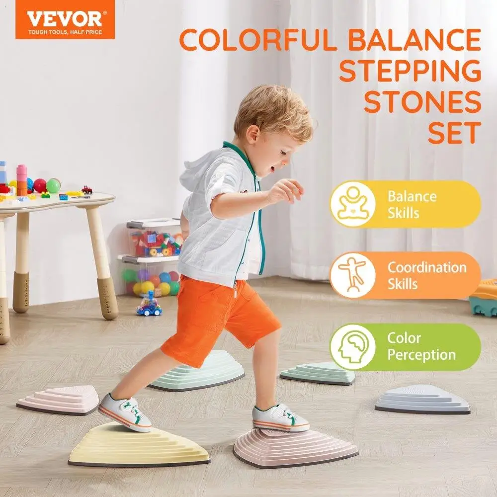 6 PCS Kids Balance Stepping Stones Sensory Pathway - Indoor Outdoor Obstacle Course Toy