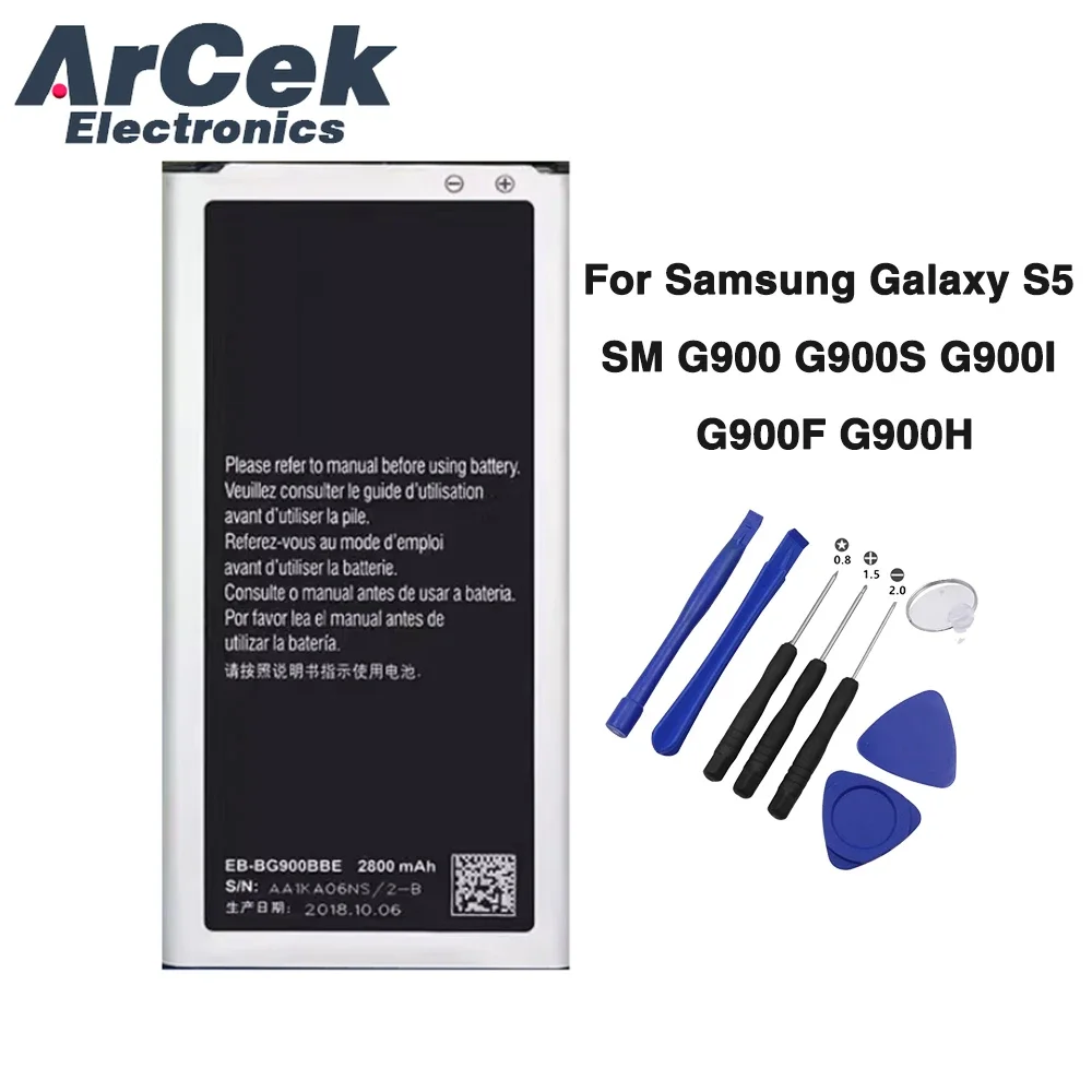 100% New EB-BG900BBE Replacement Battery for Samsung Galaxy S5 SM G900 G900S G900I G900F G900H 2800mAh