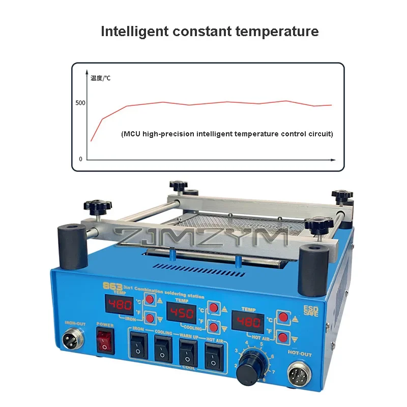 863 3 in 1 Digita Hot Air Heat Gun BGA Rework Solder Station Electric Soldering Iron IR Infrared Preheating Station