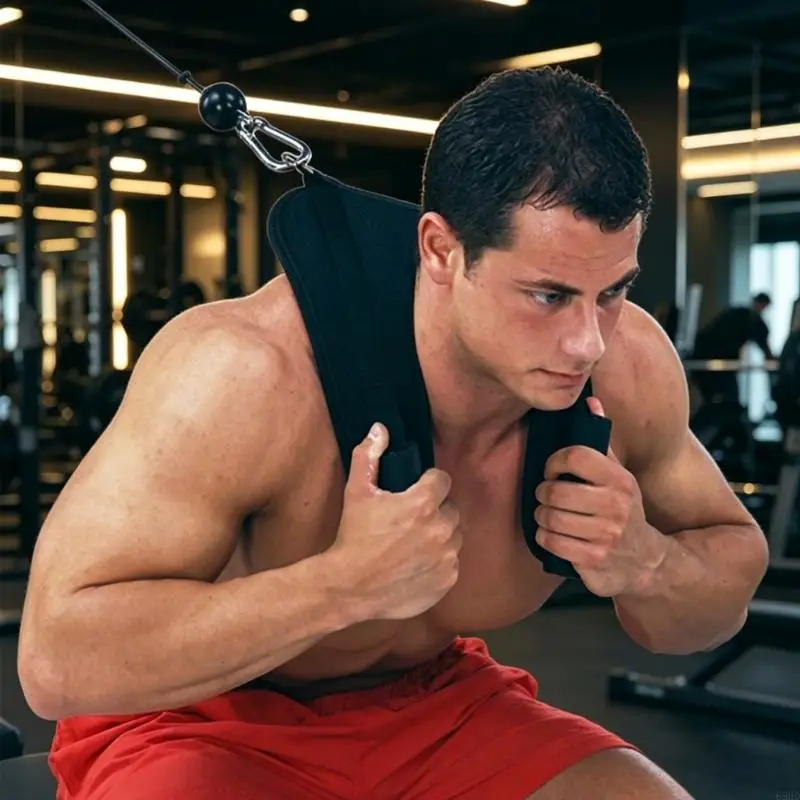 Fitness Tricep Rope Pull Down Workout Cable Attachments Strength Biceps Triceps Training Double Ended Tension Webbing 69HD