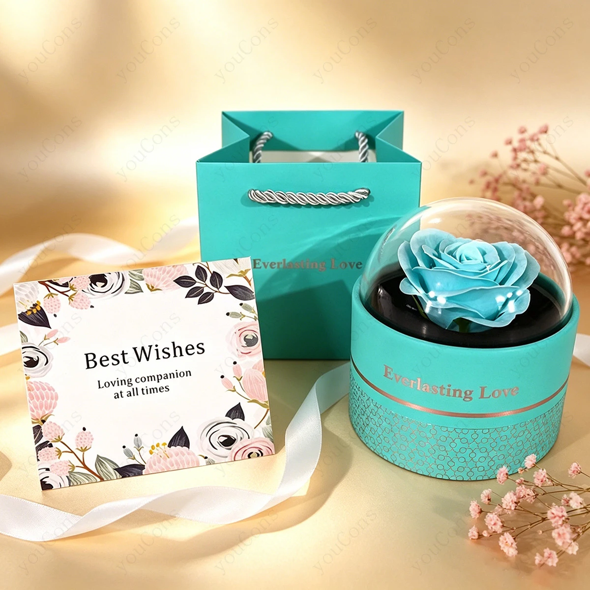 Custom Color Photo Projection Necklace Multiple Styles Pendant Collocation Blue Rose Gift Box Valentine's Mother's Day Surprise