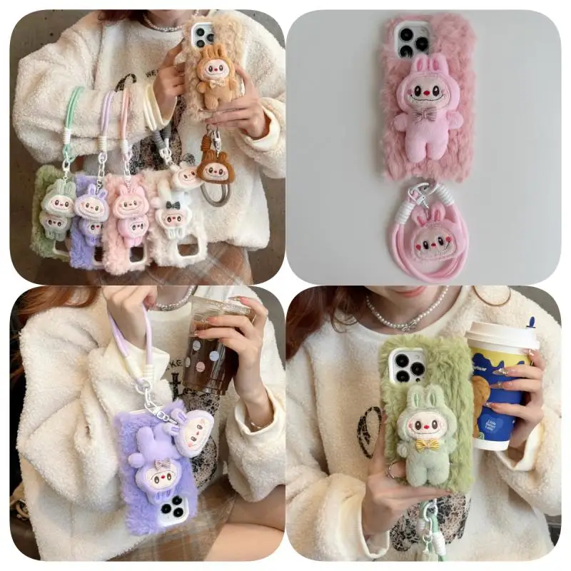 

New Original Cartoon Anime Labubu Cute Popular Pendant Phone Case Suitable for 15/14/13/12 Pro Max Romantic Girl Birthday Gift