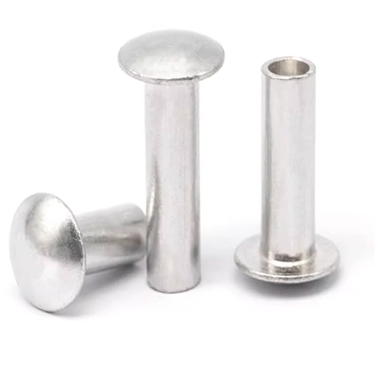 50PCS M4*4/5/6/8/9/10/12/1416/18/20/22/25  Aluminum Flat Round Head Half Hollow Shank Rivet Aluminum Rivet Nut