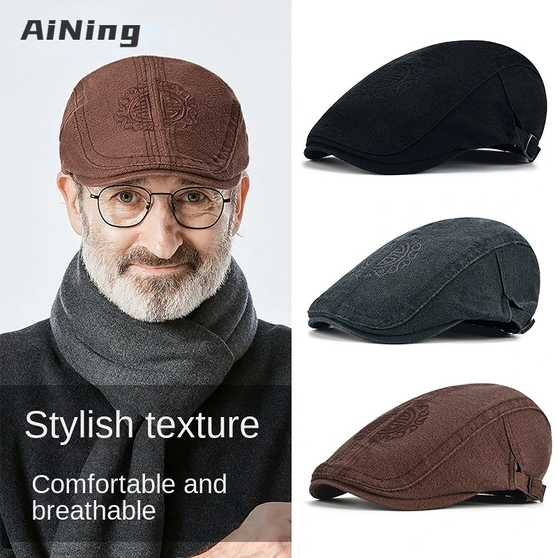 Men's Leisure Beret In Spring And Autumn British Vintage Duck Tongue Hat Gift Giving Elder Hat Warm And Comfortable