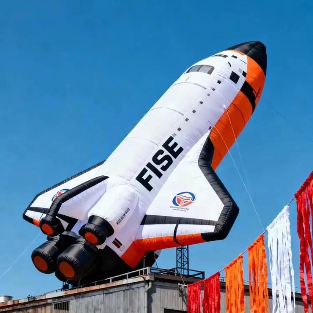 Giant Inflatable Plane/Space Rocket Air Blow Space Shuttle Free LOGO Printing Outdoor Theme Party Decor Props for Event Advert