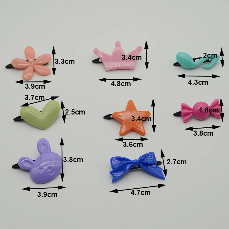 50PCS Candy Colorful Flower Hair Clips Non-slip Plastic Star Hairpins For Girls Sweet Tiaras Snap Clips Bows Hairgrip For Kids