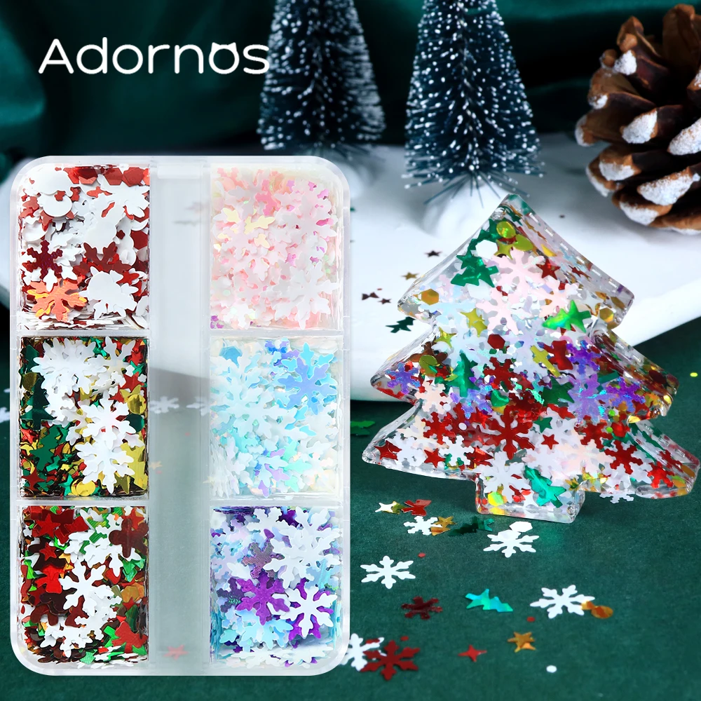 Christmas Sequins Epoxy Resin Glitter Filling Accessories Gingerbread Xmas Tree Star Winter Snowflake Bubble Resin Shaker Filler