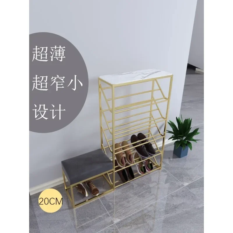 Entry shoe rack new 2021 popular Internet celebrity narrow multi-layer simple door type mini storage shoe changing stool integra