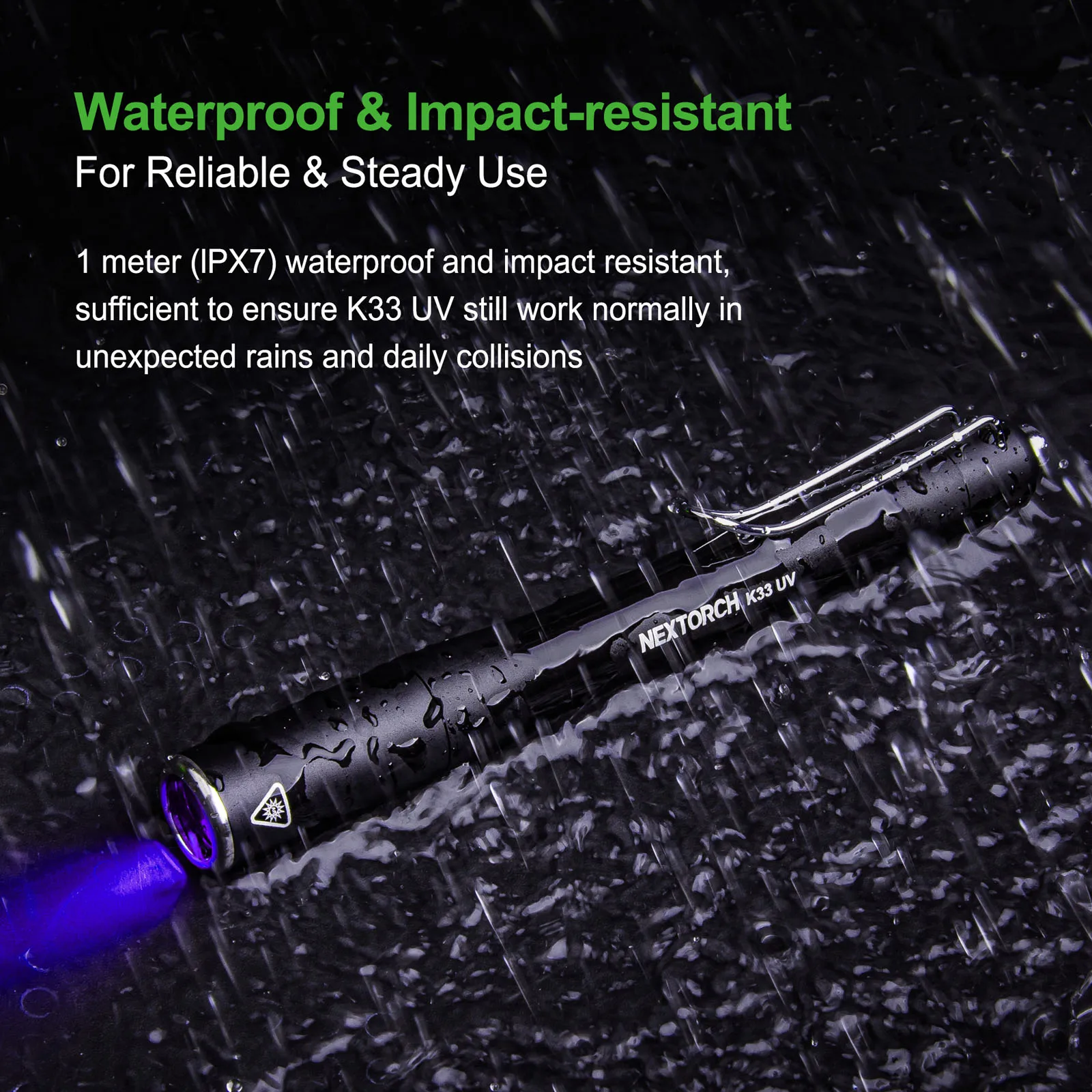Nextork k33 uv 365nm 1300mw de alta potência uv blacklight usb lanterna gato cão urina tinea minério dinheiro escorpião fluorescência luz