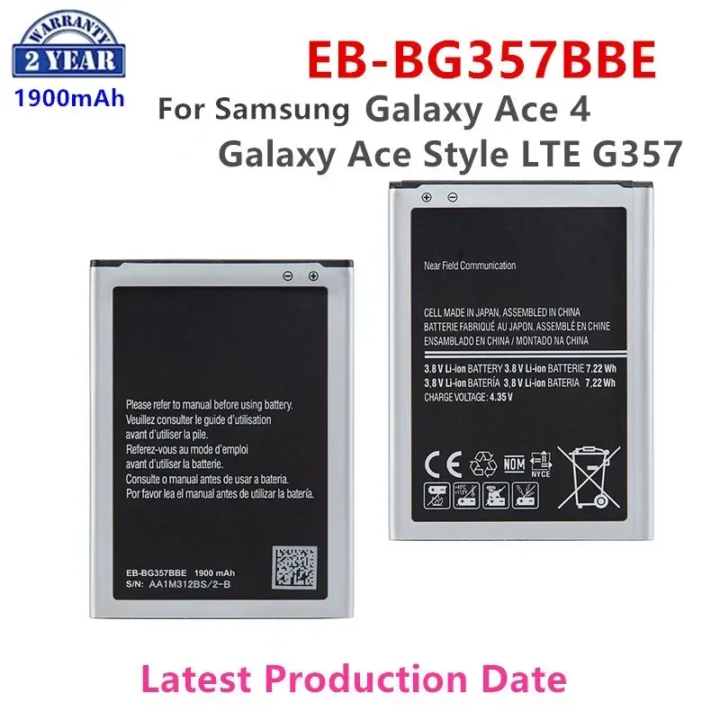 Brand New EB-BG357BBE Replacement 1900mAh Battery For Samsung Galaxy Ace 4 Galaxy Ace Style LTE SM-G357FZ G357 NO NFC