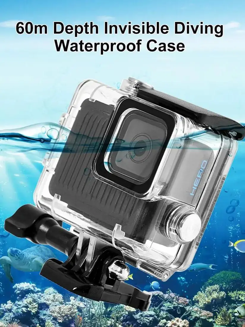 PULUZ 60m / 196ft Wodoodporna obudowa ochronna z klamrą Podstawowe mocowanie i śruba do GoPro HERO 4K 2024 Pokrowiec do nurkowania — zdjęcie produktu 7