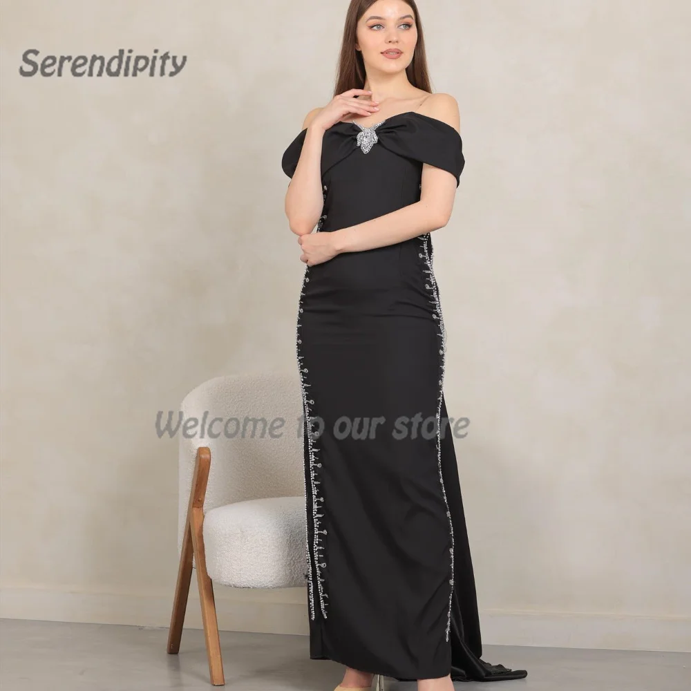 

Serendipity Trumpet Luxury Evening Dress Off The Shoulder Exquisite Crystal Saudi Arabia Autumn Prom Gown For Sexy Women 2024