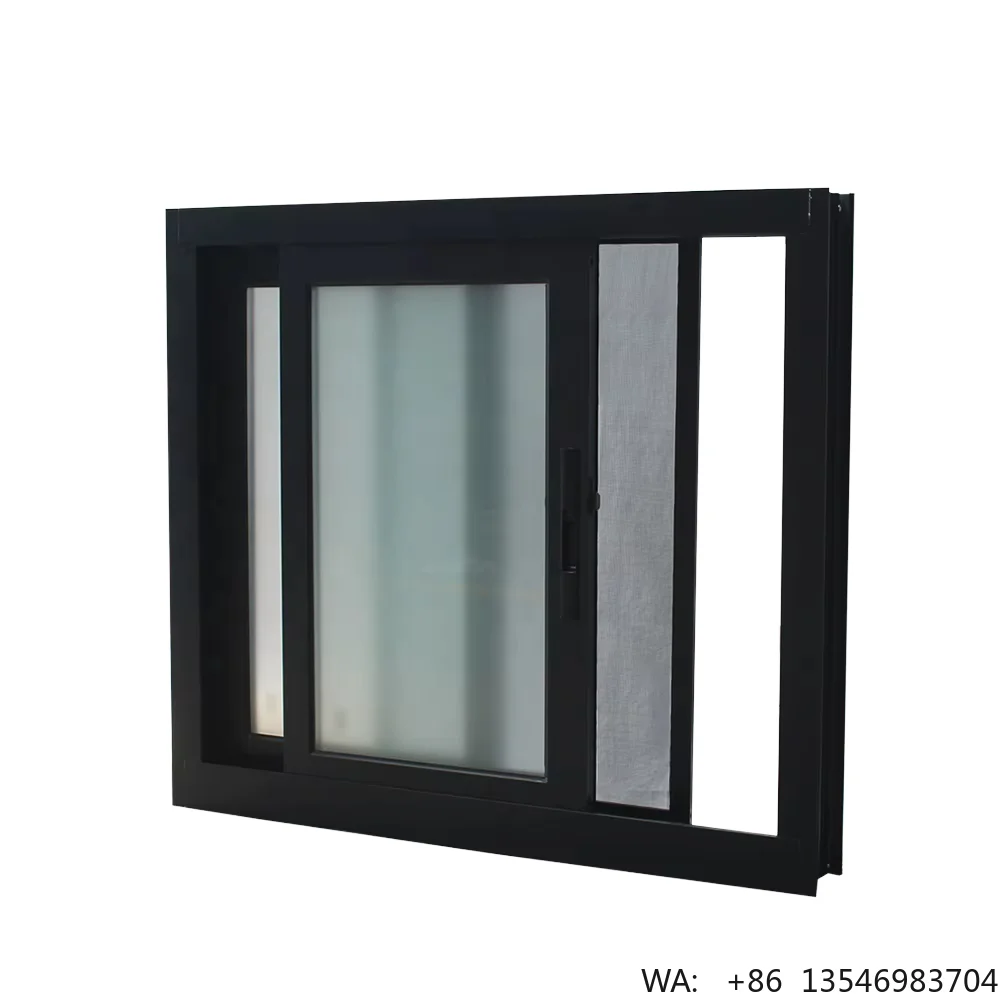 

Custom Modern Double Glass Two Track Sliding Window with Black White Bronze Aluminum Panel Frame for Basement