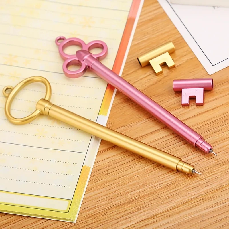 Creative Key Neutral Pen Lovely Cartoon Key Learning Office Retro Water-based Pen Stationery Vintage Handle School Stationery