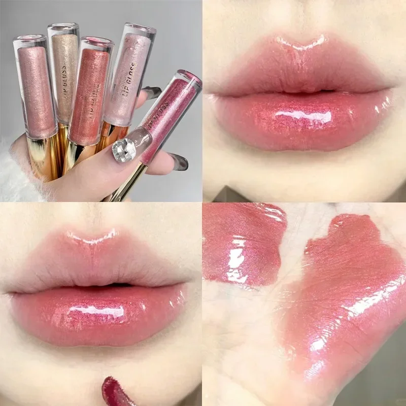 Diamond Mirror Lip Gloss Waterproof Lasting Moisturizing Pearl Liquid Lipstick Shimmer Glitter Lip Glaze Lips Makeup Cosmetics