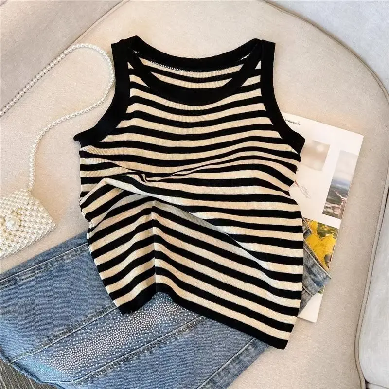 XL-6XL Coquette Backless Cami Topฤดูร้อนPlusขนาดSlimming Stripe Braletteเซ็กซี่Shapewear Camisole Layered Top Breathable