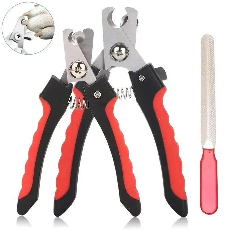 Professional Pet Grooming Nail Clippers for Dogs Cats Stainless Steel Cutter with Safety Guard And Nail File - Home Grooming Kit
