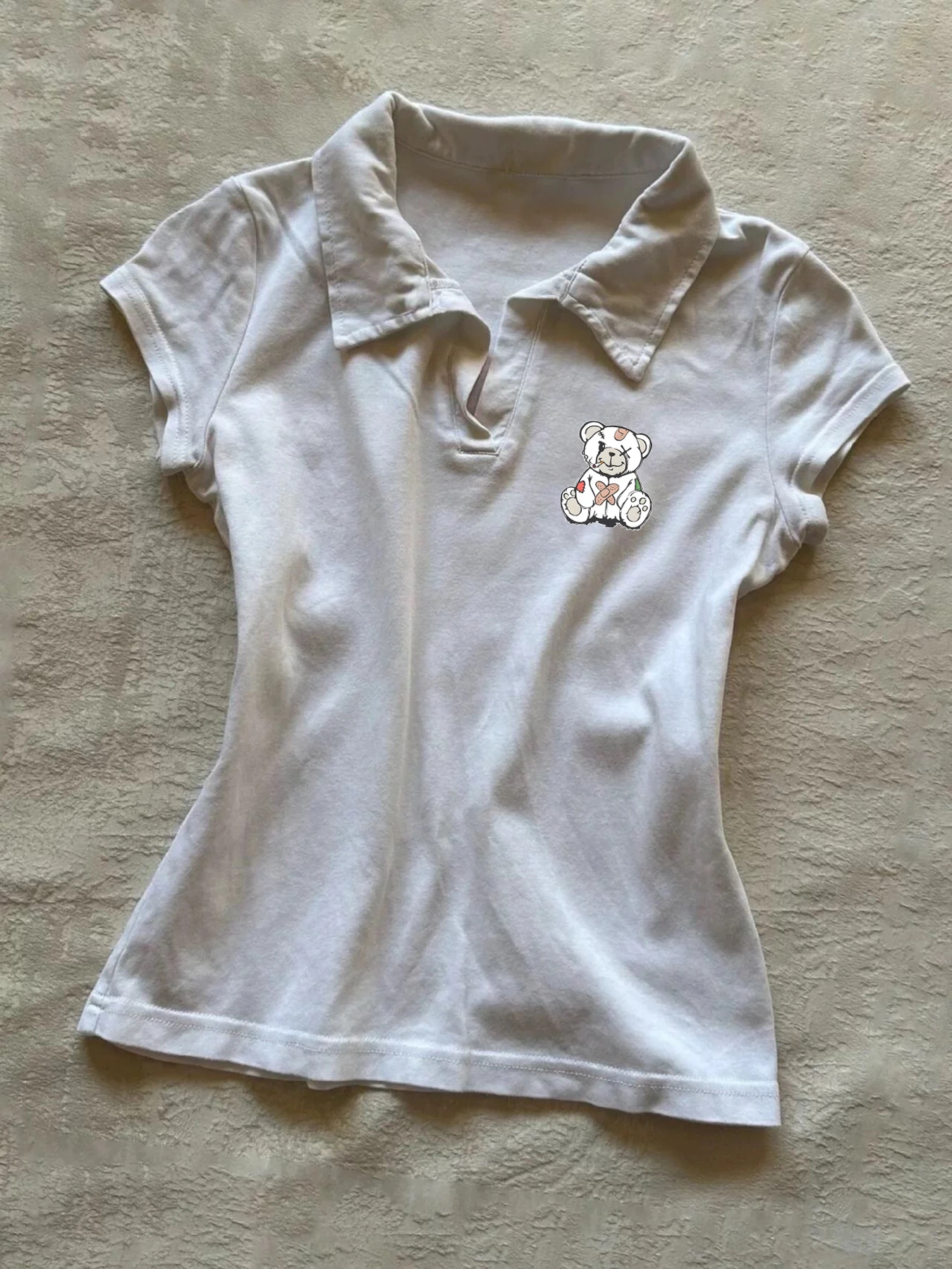 

Amazing summer! Women's slim polo with small V-neck and short sleeves is easy and fashionable, this is what you really need.