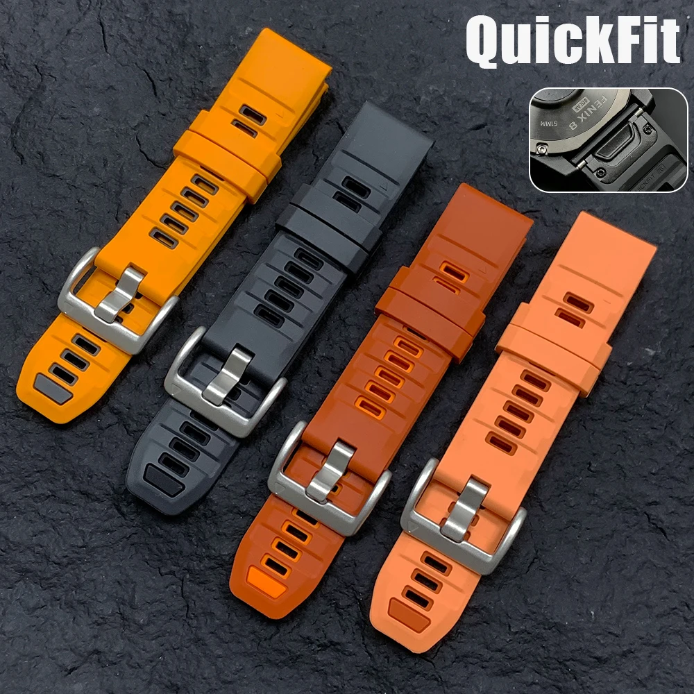 QuickFit Fenix9 Official Band 22mm 26mm Silicone Strap For Garmin Fenix 8 9 Pro 47mm 51mm Solar 7 7X 6X/Epix Pro Sports Bracelet