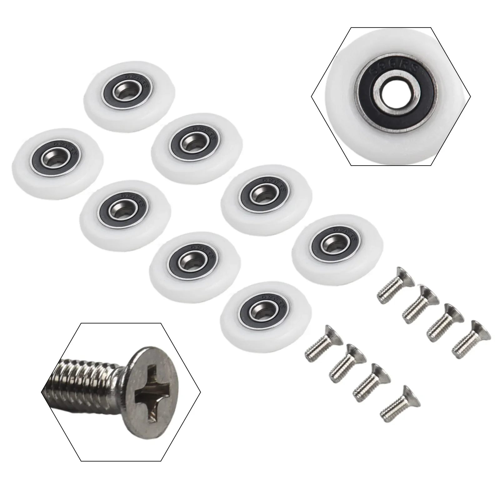 8 Pc Shower Door Roller Replacement Doors Pulley 19/23/25mm Wheel Diameter Cabin Pulley Sliding Shower Stainless Steels Part/