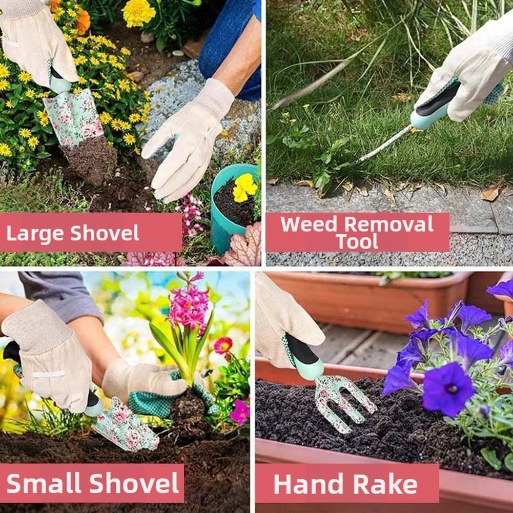 11 Piece Stainless Steel Gardening Tools Set with Trowel Weeder Pruning Shears and Spray Bottle for Outdoor Use