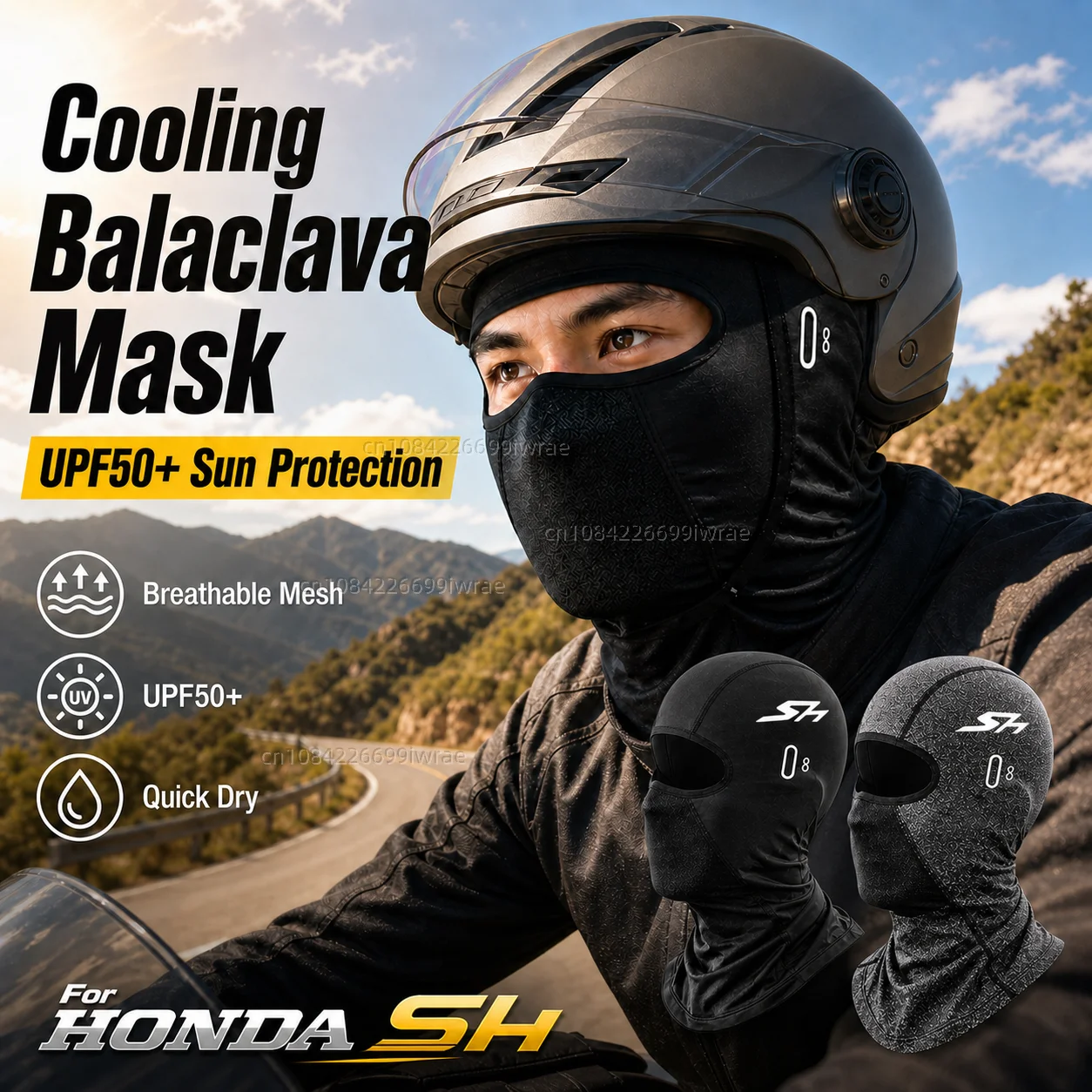 Cooling Motorcycle Balaclava Mask UPF50+ UV Protection Breathable Face Cover Summer For HONDA SH125 SH125i SH300 SH300i SH 125
