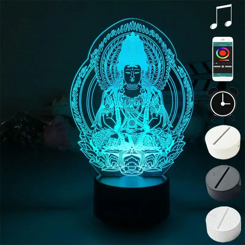 Lampu malam 3D lampu malam Hindu Shiva lampu malam dengan Sensor sentuh 7/16 warna lampu meja jarak jauh lampu rumah meja kantor hadiah Festival