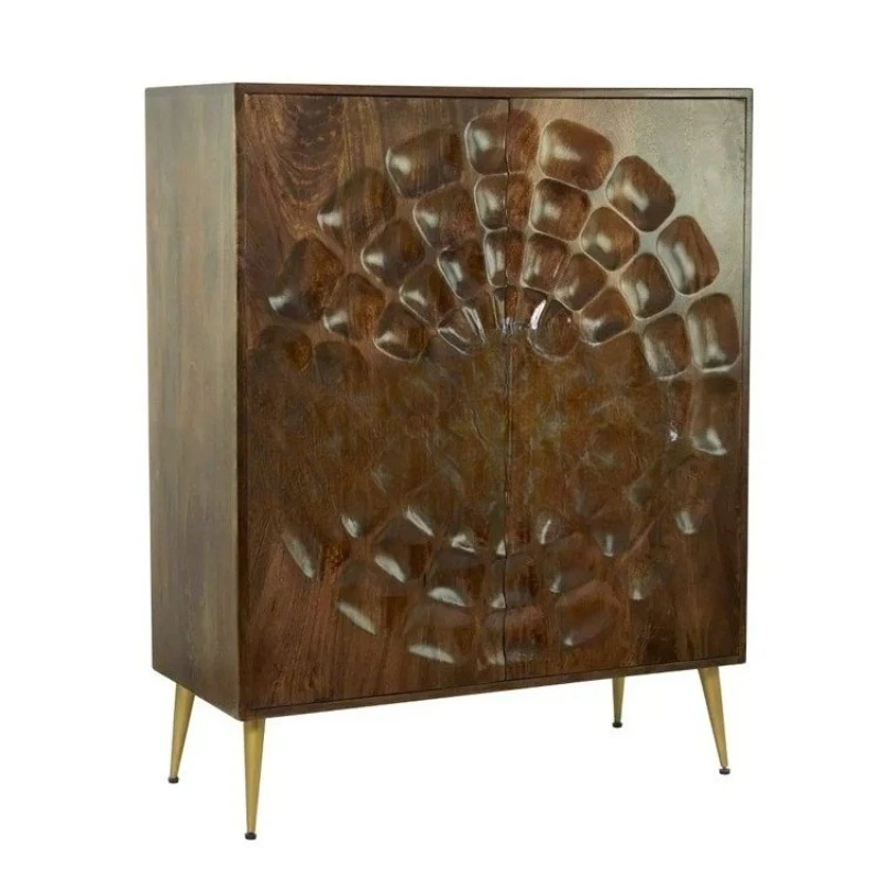 

French retro solid wood edge cabinet, modern minimalist art, entrance cabinet designer creative engraved decorative cabinet