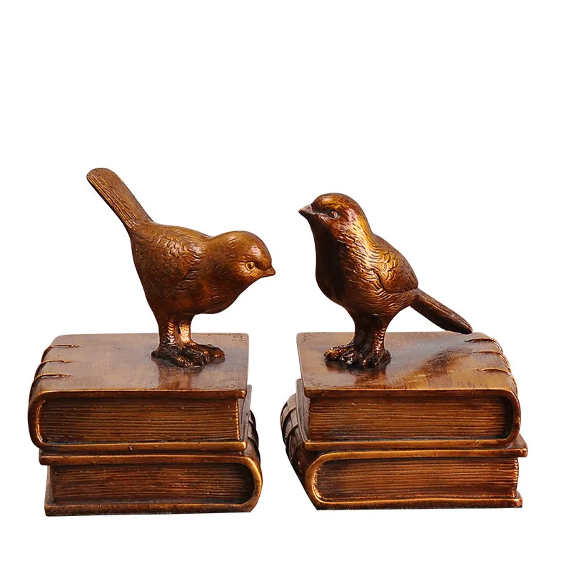 

DSA Home Decoration Crafts Ornament Antique Copper Bird Resin Book Handmade by Creative Gifts