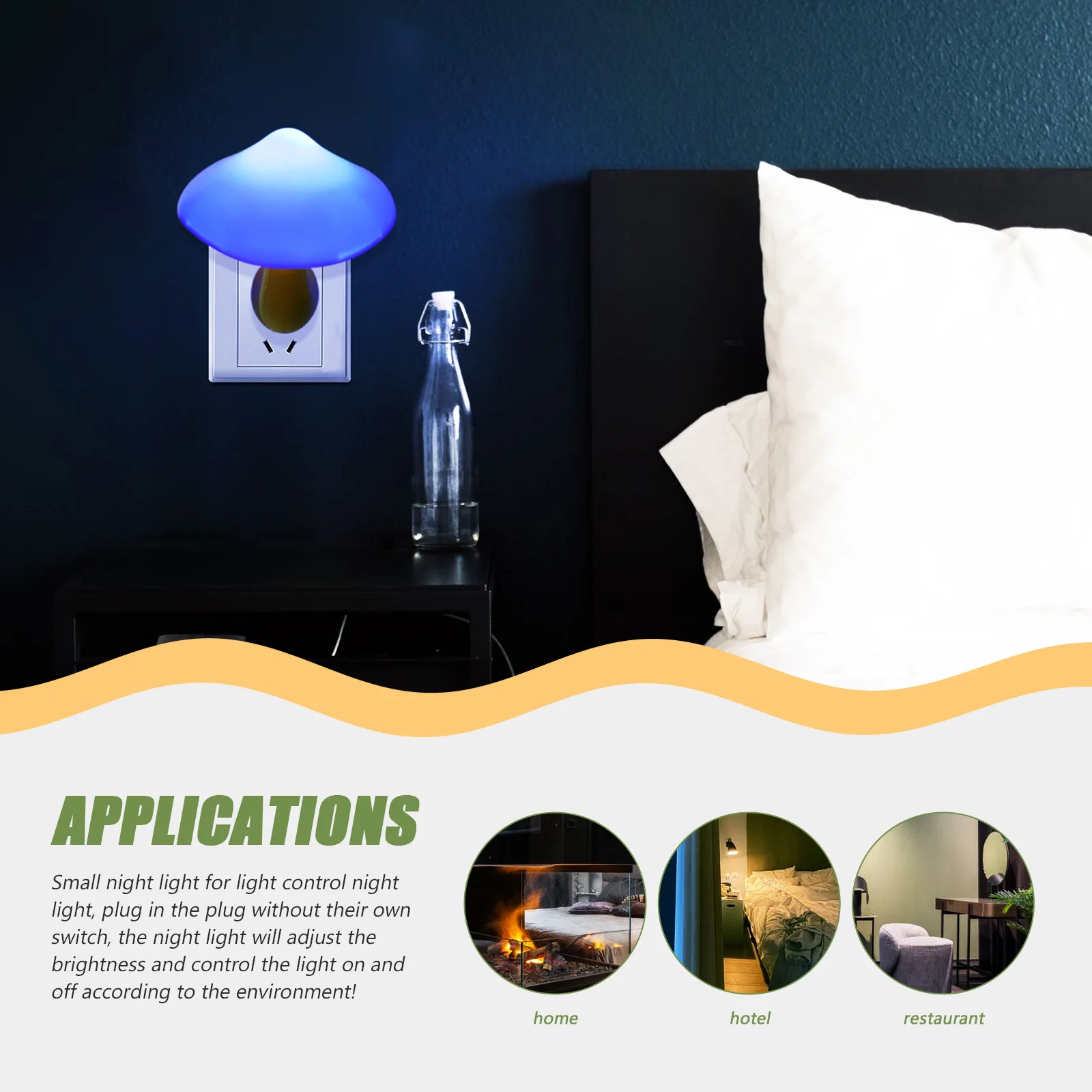 

2 Pcs Mushroom Night Light Lamp Aesthetic Cute Shaped Indoor Cordless Bedside Led