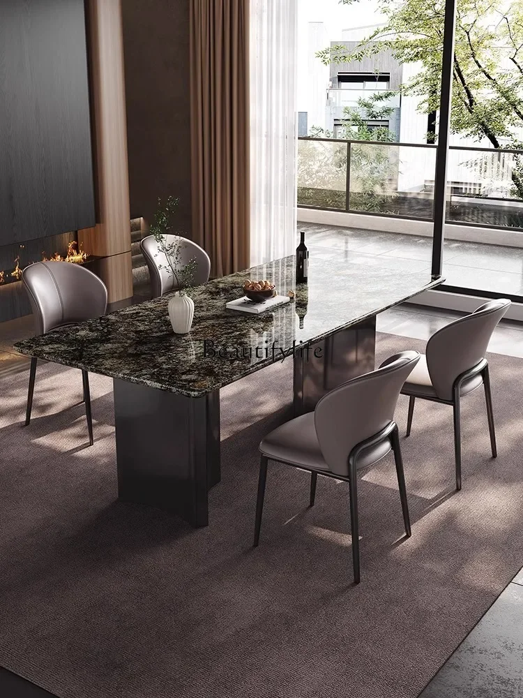 

LJY*Luxury stone dining table Italian minimalist rectangular dining table