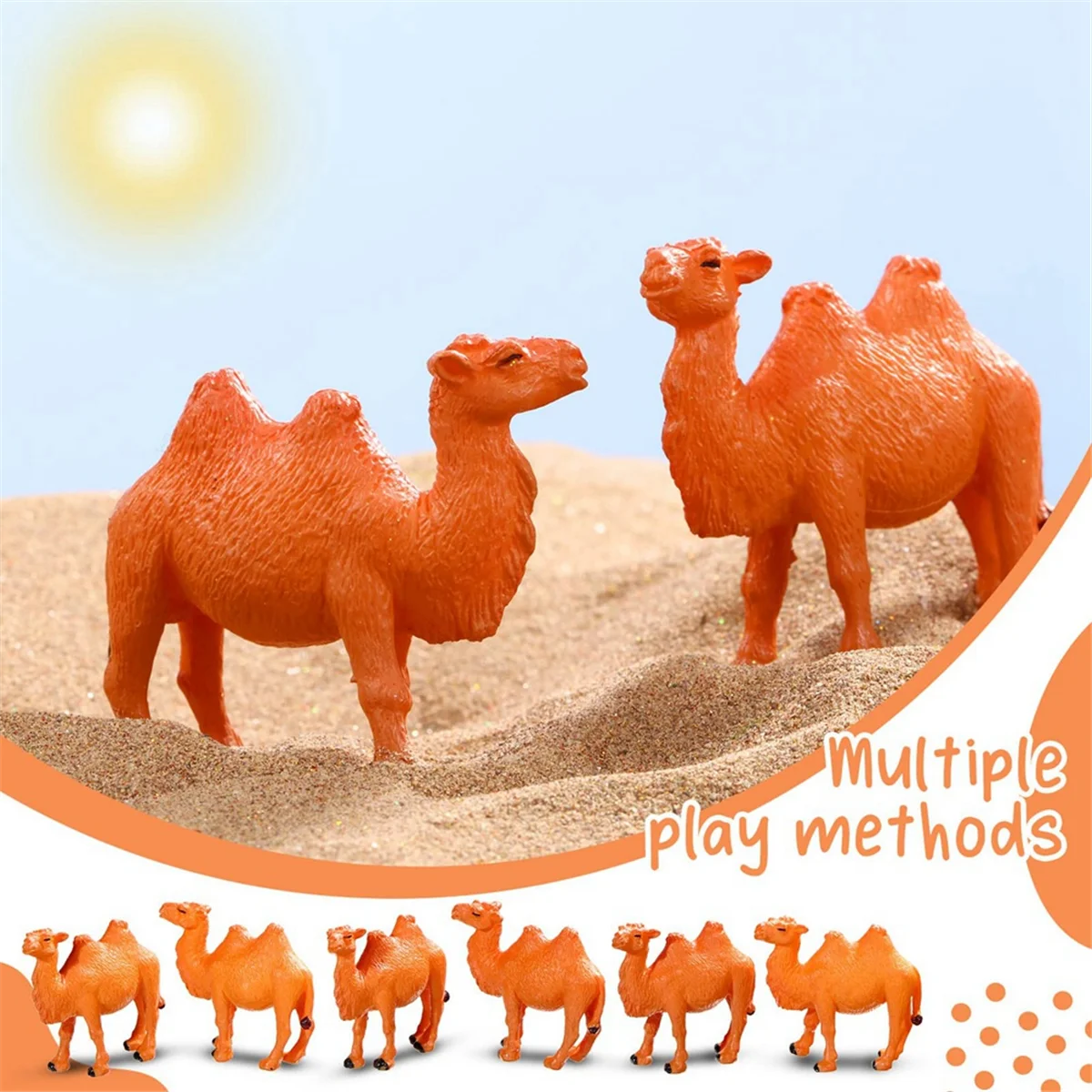 24Pcs Camel Figurines Miniature Toys Camel Models Animal Figurines for Cake Toppers Home Desktop Ornaments Decor