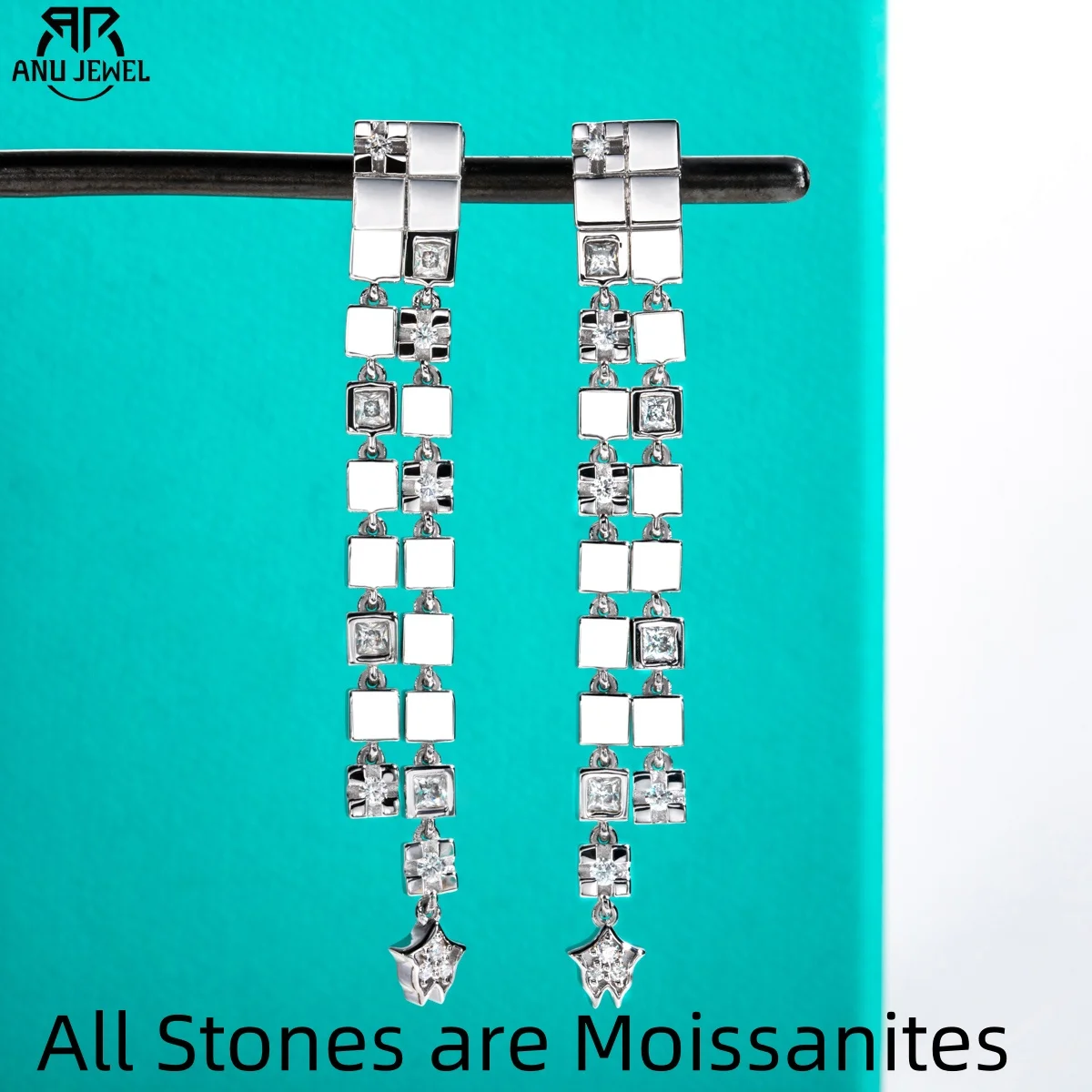 

AnuJewel Moissanite Drop Earrings 925 Sterling Silver D Color Lab Created Diamond Multifunctional Dangle Earrings for Women