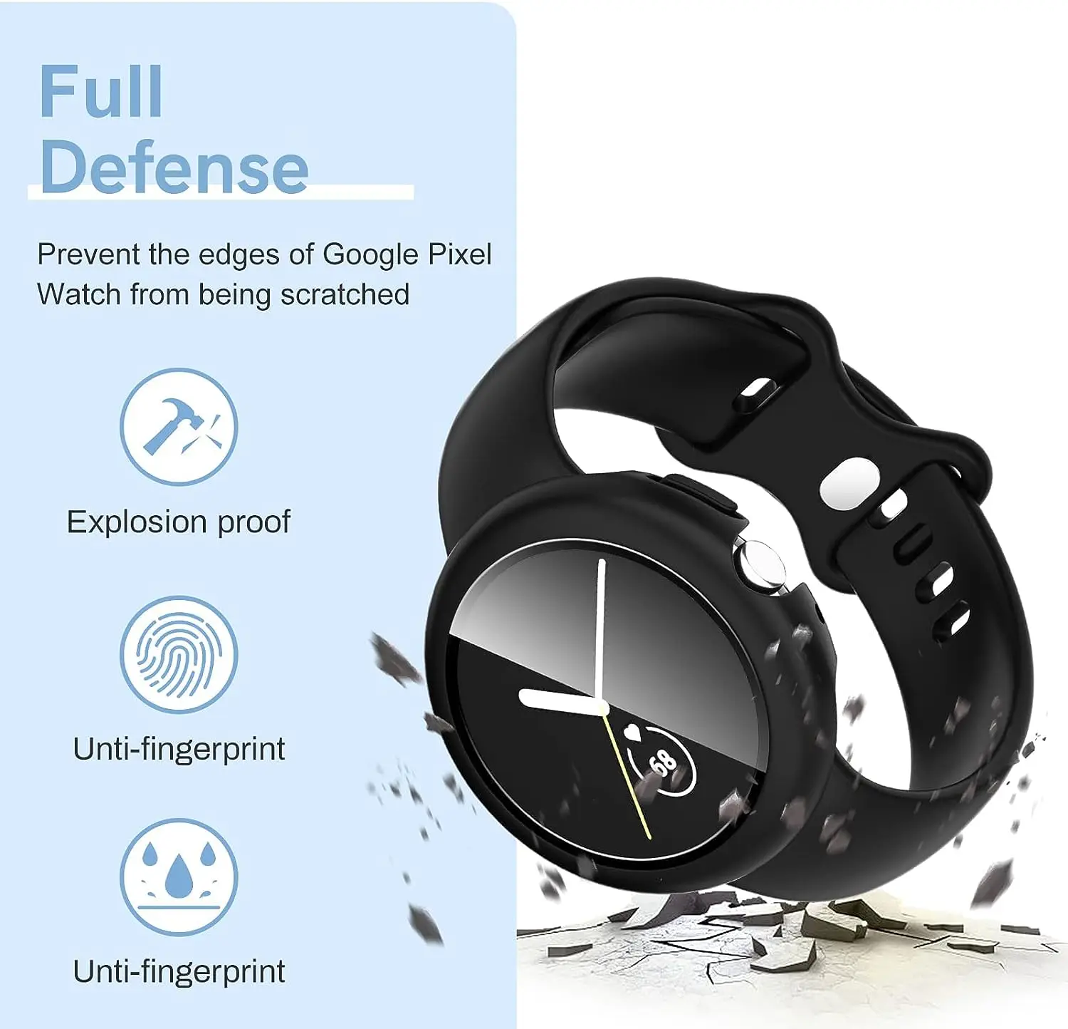 Glass+Case For Google Pixel Watch Tempered PC Cover Screen Protector For Pixel Smart Watch Bumper Protective Shell Accessories